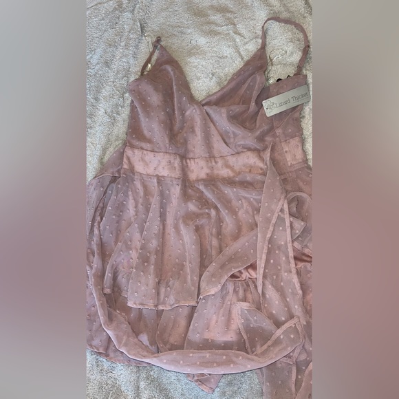 Spaghetti strap mauve romper. Brand new. Size Medium. A chiffon. Lined too - Picture 2 of 3